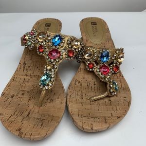 White Mountain thong wedge sandals